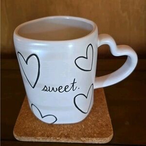 Rae Dunn Sweet Mug with Black Hearts